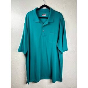 Teal Blue Polo Shirt Mens XXLT Performance Athletic Golf Casual Pickleball Sport